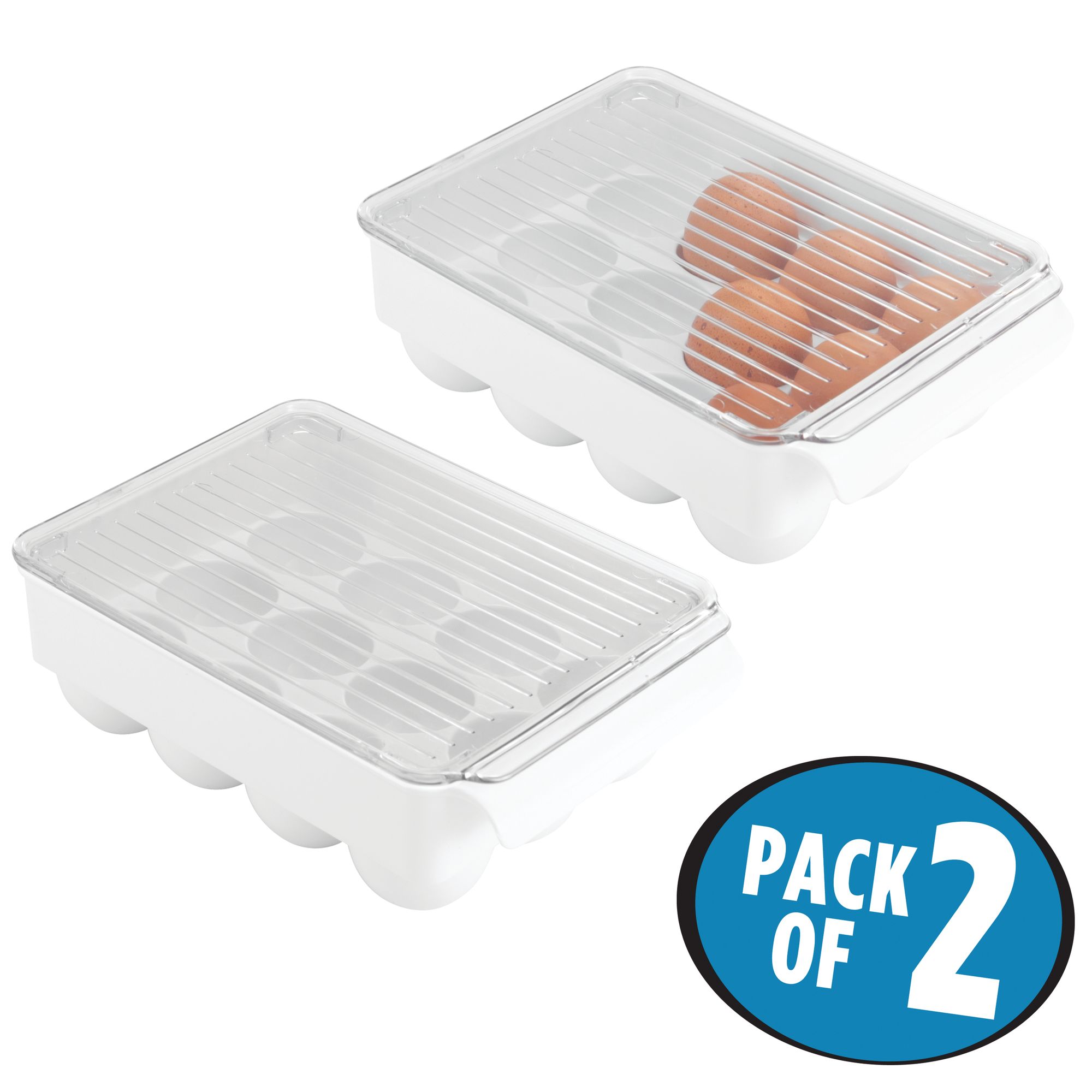 mDesign Plastic Stackable Egg Tray Holder Container, 12 Eggs eBay