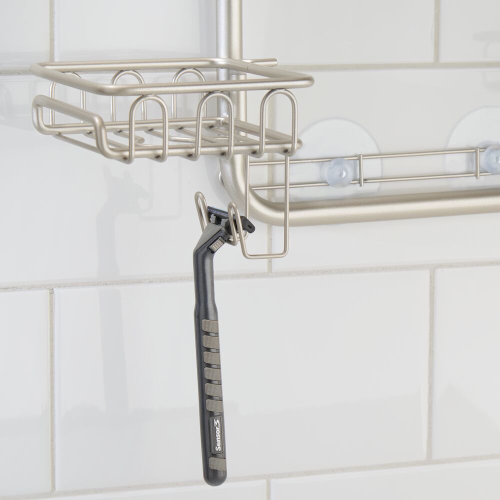 mDesign Shower Caddy for Hand Held Shower Head and Hose, Swivel Baskets