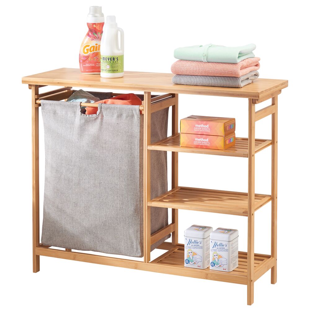 mDesign Bamboo Wood Laundry Furniture Storage & Hamper