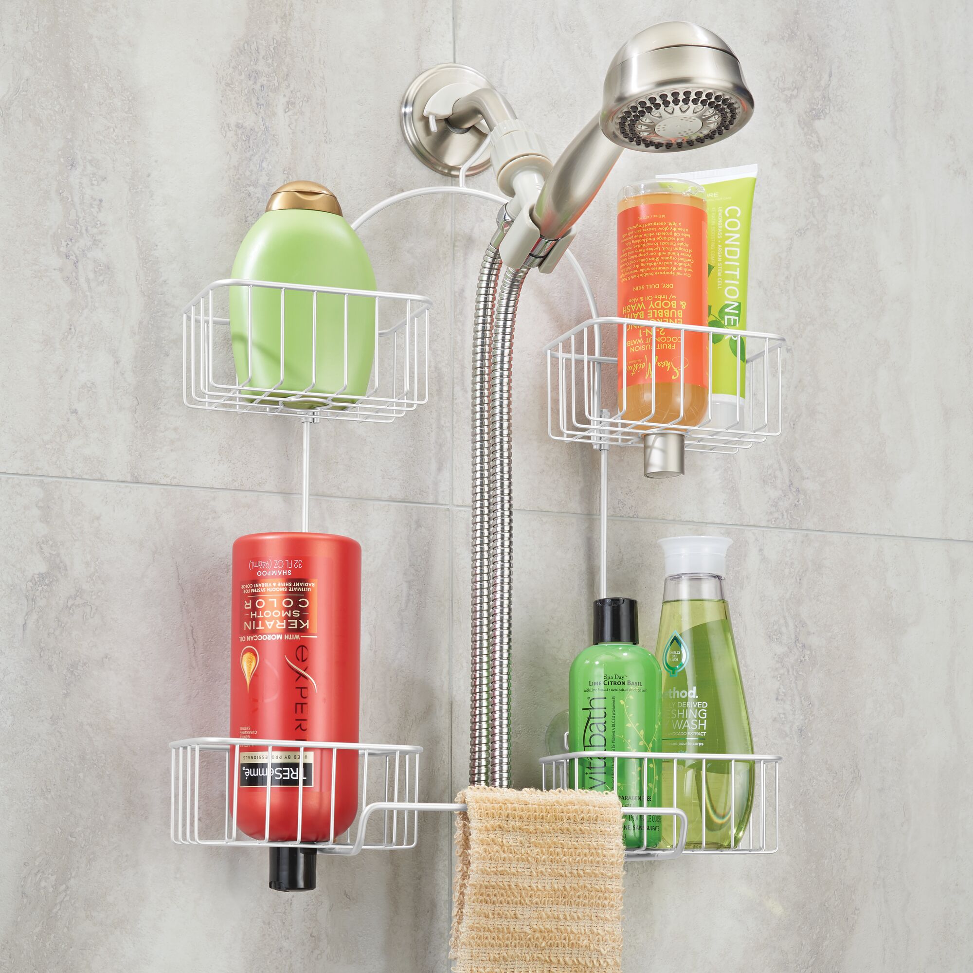 mDesign Shower Caddy for Hand Held Shower Head and Hose, 4 Baskets eBay