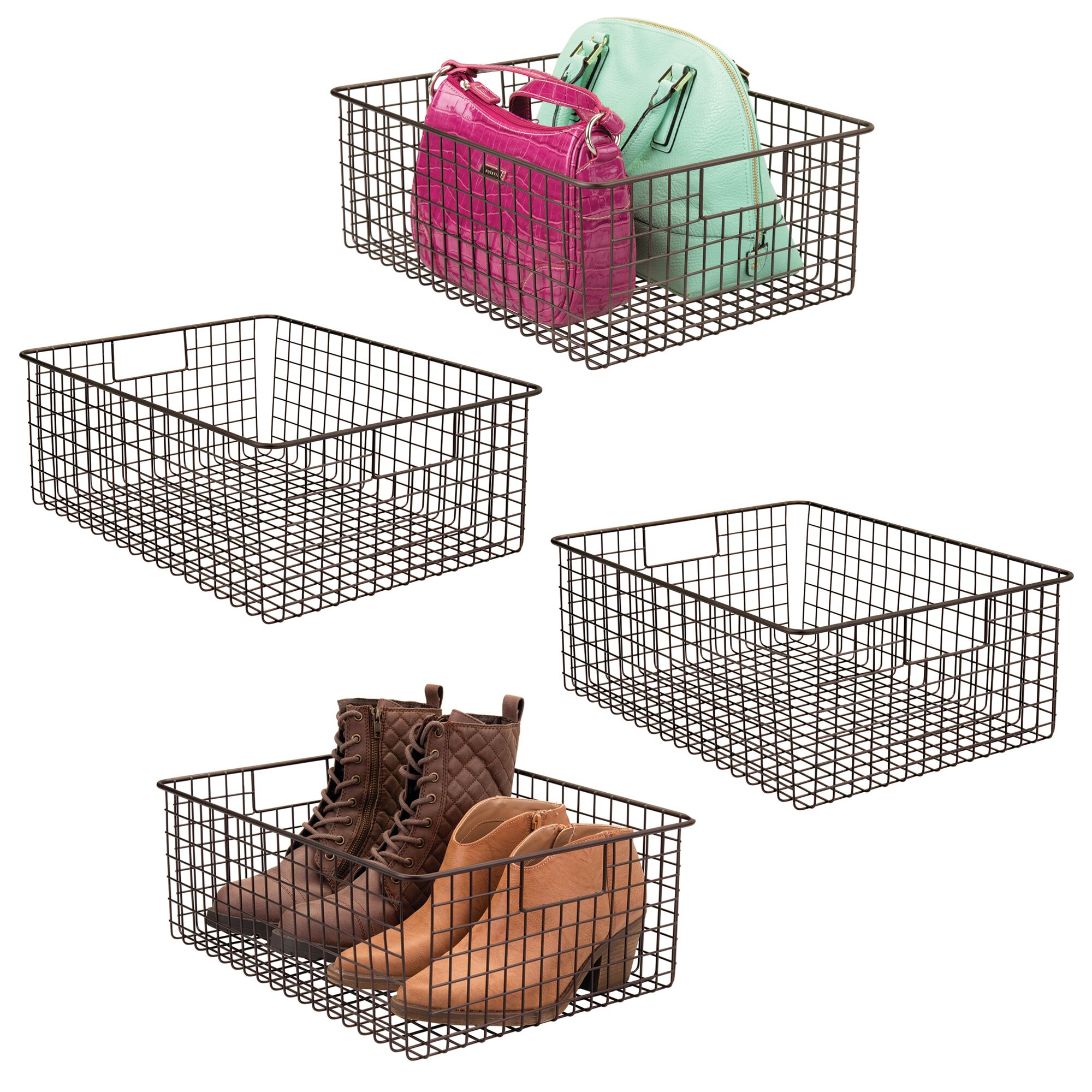mDesign Large Metal Wire Storage Basket Bin with Handles for Closets eBay