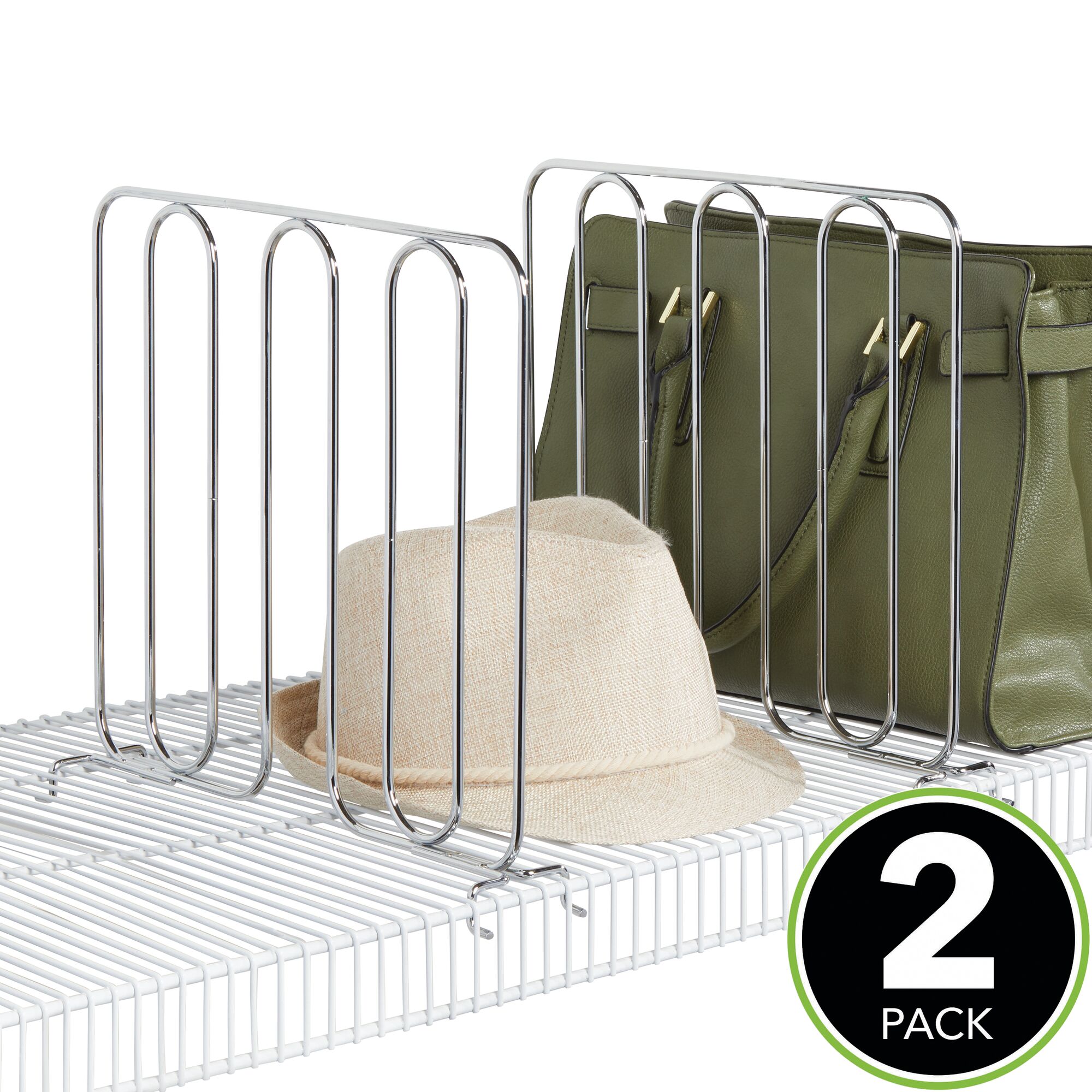 mDesign Versatile Metal Wire Closet Shelf Divider and Separator, 2 Pack