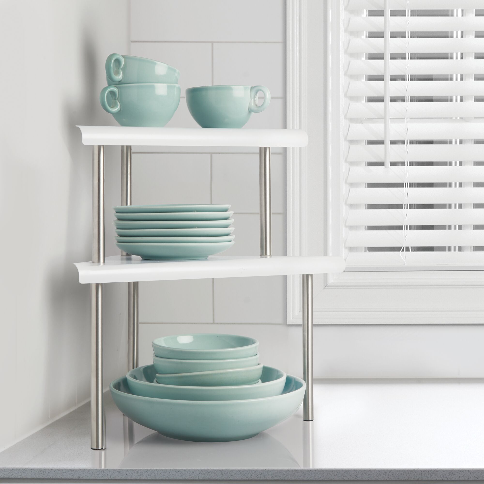 mDesign Metal 3Tier Corner Storage Shelves for Kitchen Countertop eBay