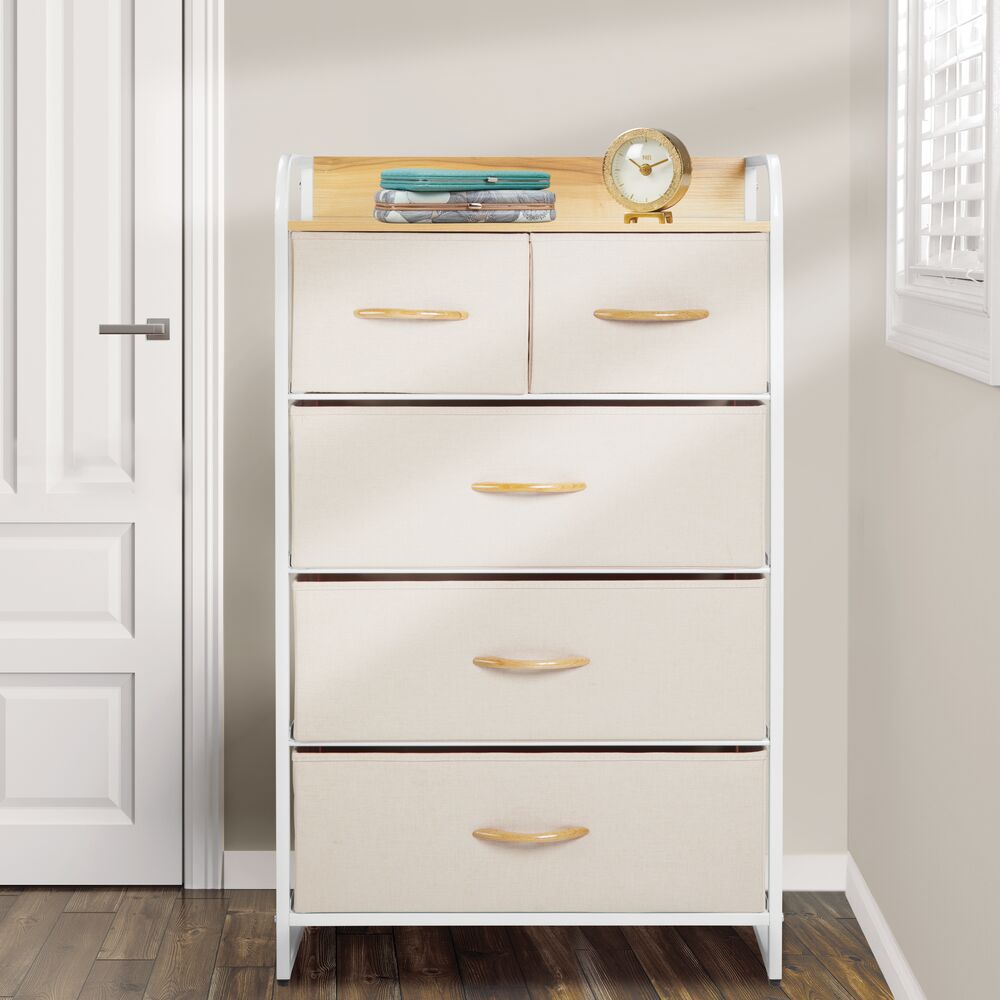 Mdesign Tall Dresser Storage Chest 5 Fabric Drawers Ebay