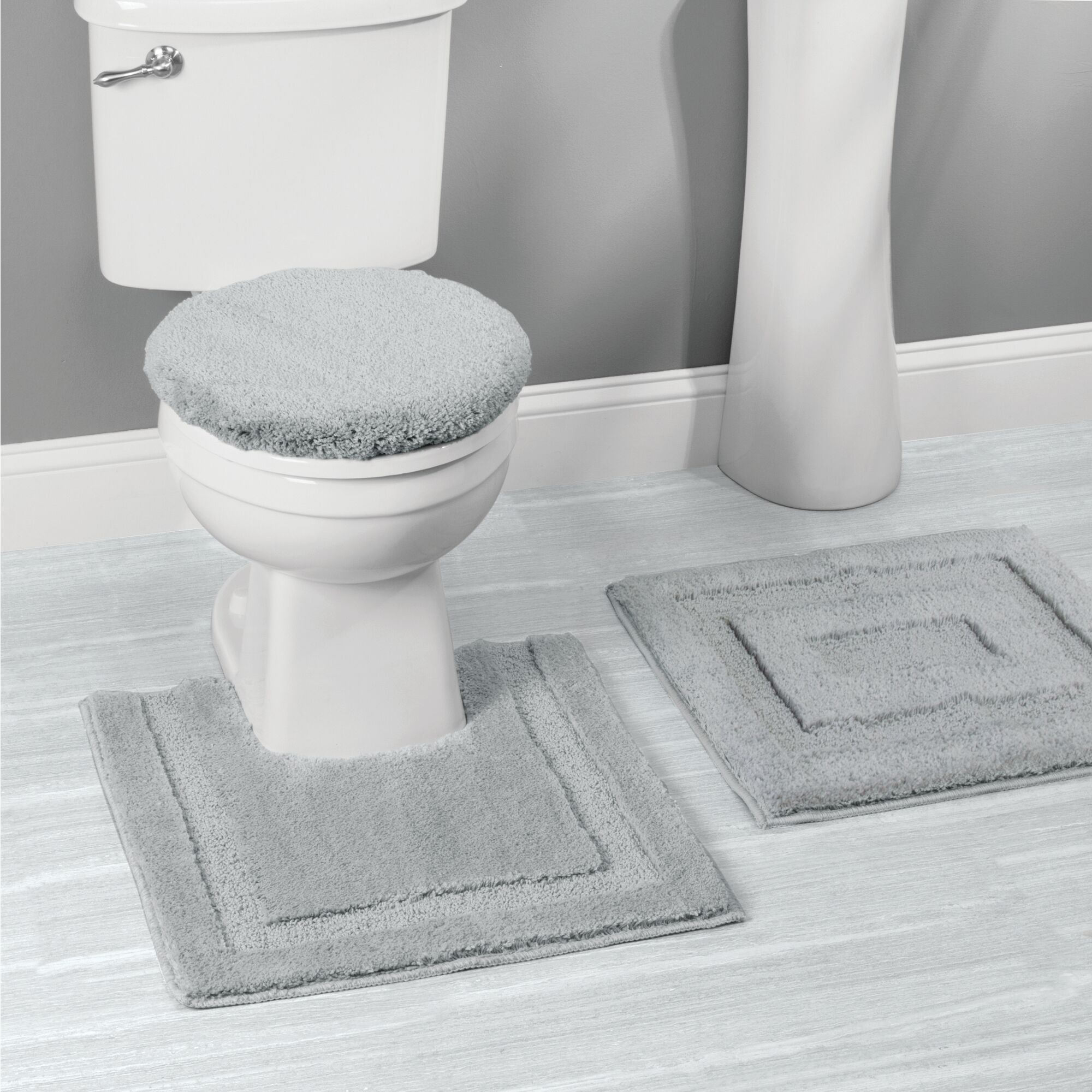 mDesign 5 Piece Soft Microfiber Polyester Bathroom Spa Rug Set, Non ...