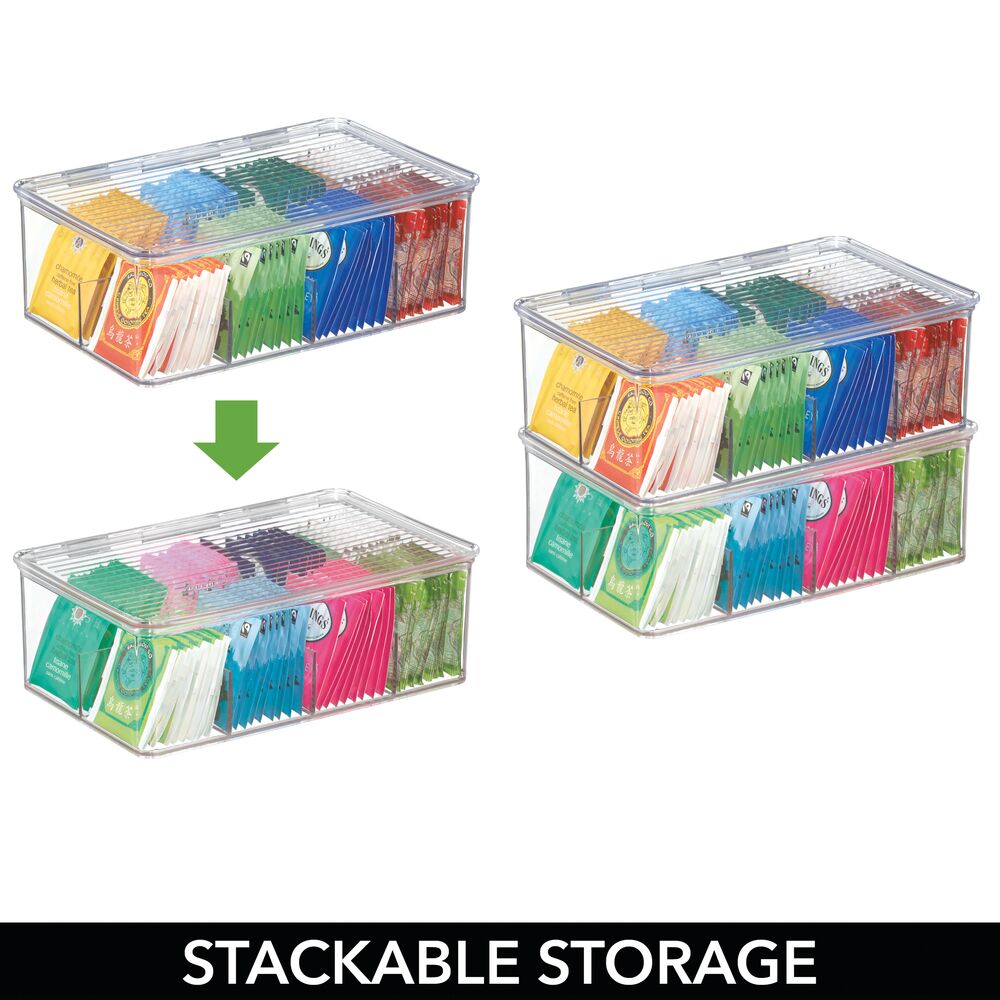 mDesign Stackable Plastic Tea Bag Organizer Kitchen Storage Box eBay