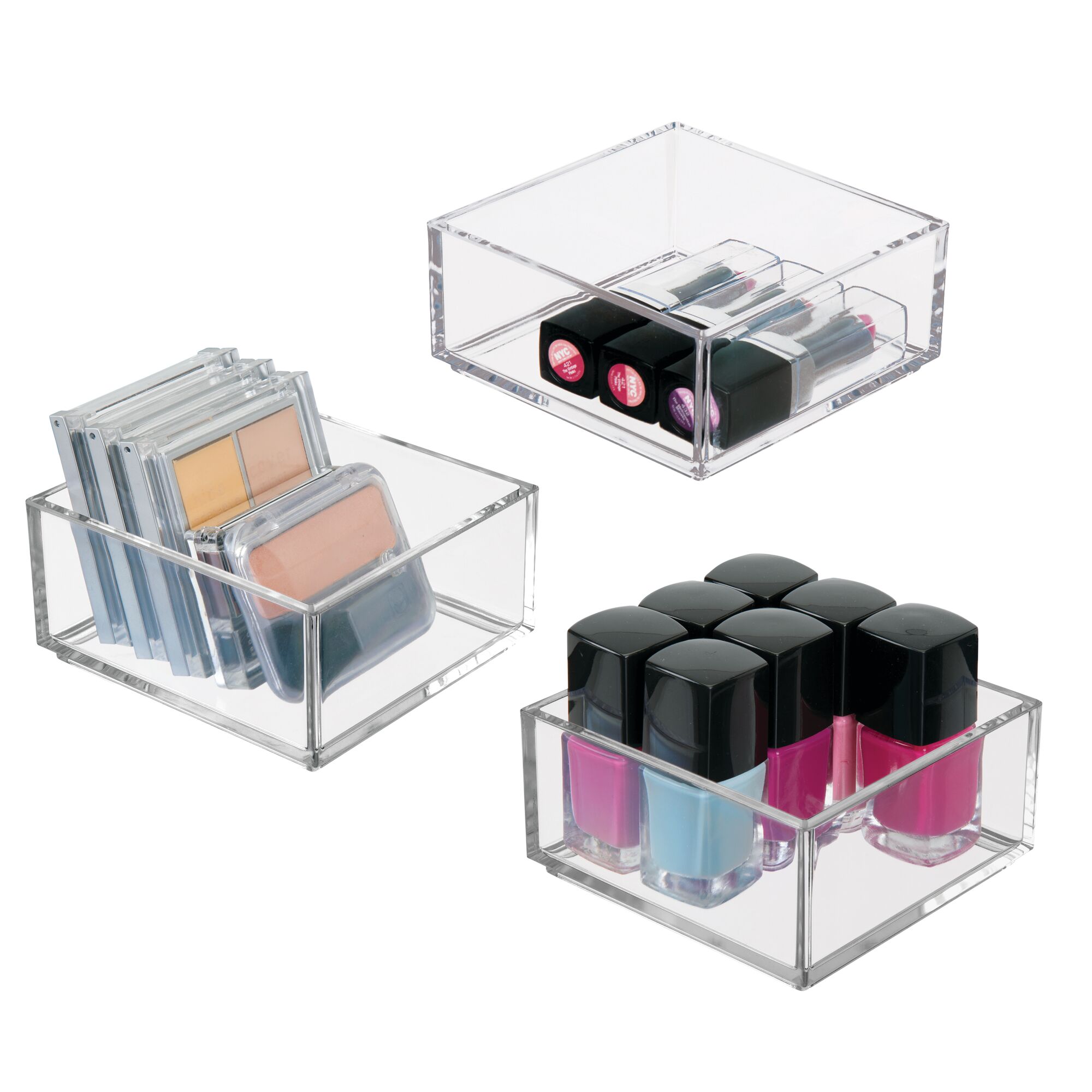 Mdesign Plastic Makeup Vanity Drawer Organizer Tray 4 Square