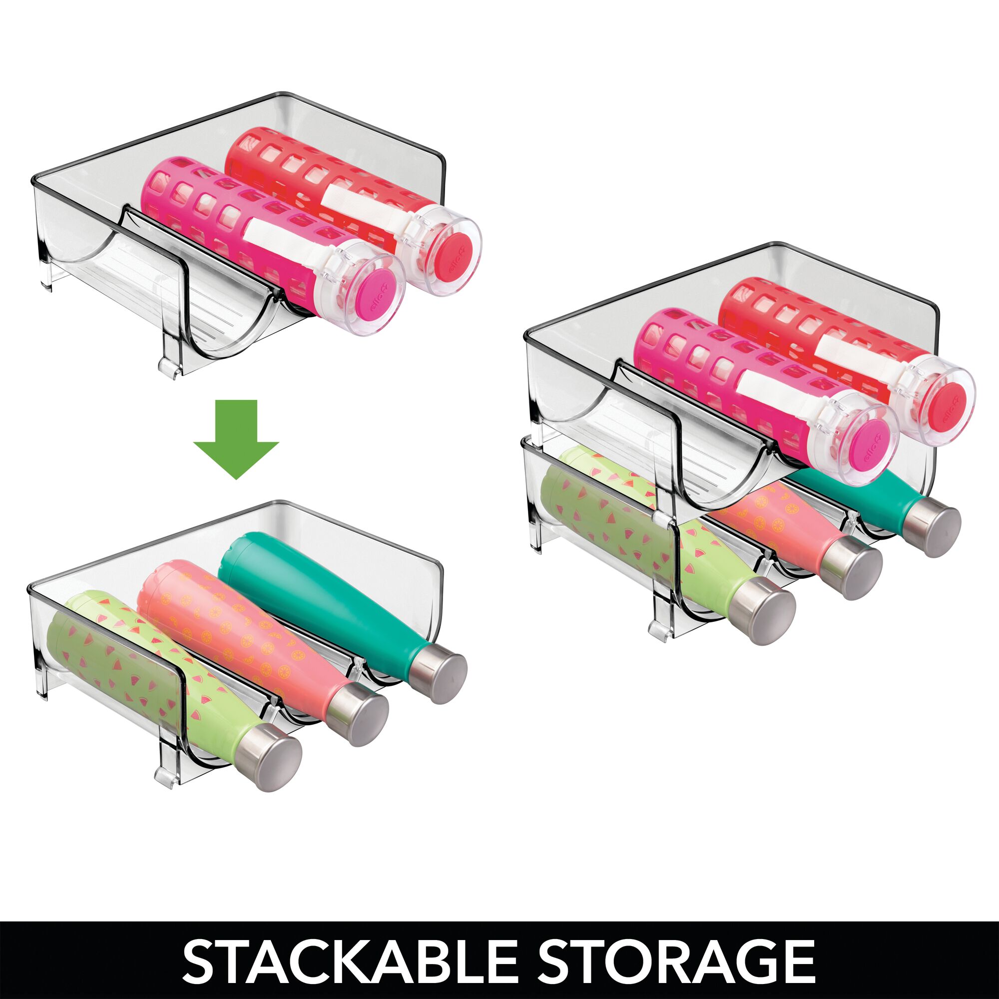 mDesign Modern Plastic Stackable Vertical Standing Water Bottle Holder Stand S for sale online