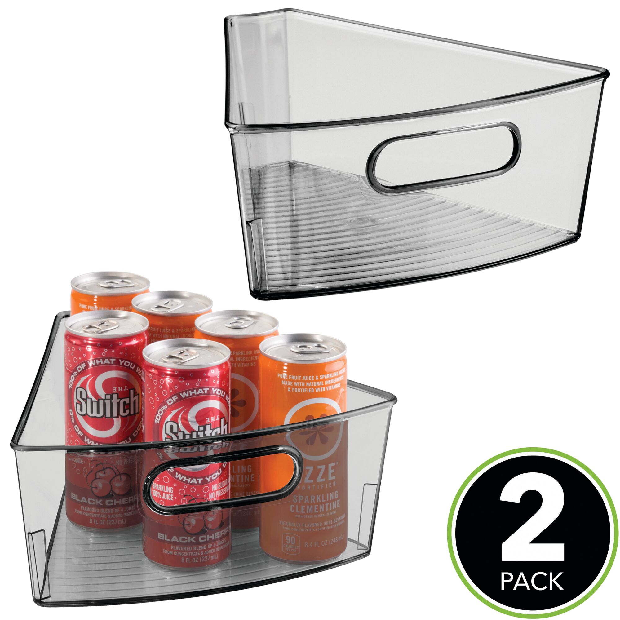 mDesign Kitchen Lazy Susan Storage Bin, 1/8 Wedge, 4" Deep Smoke Gray