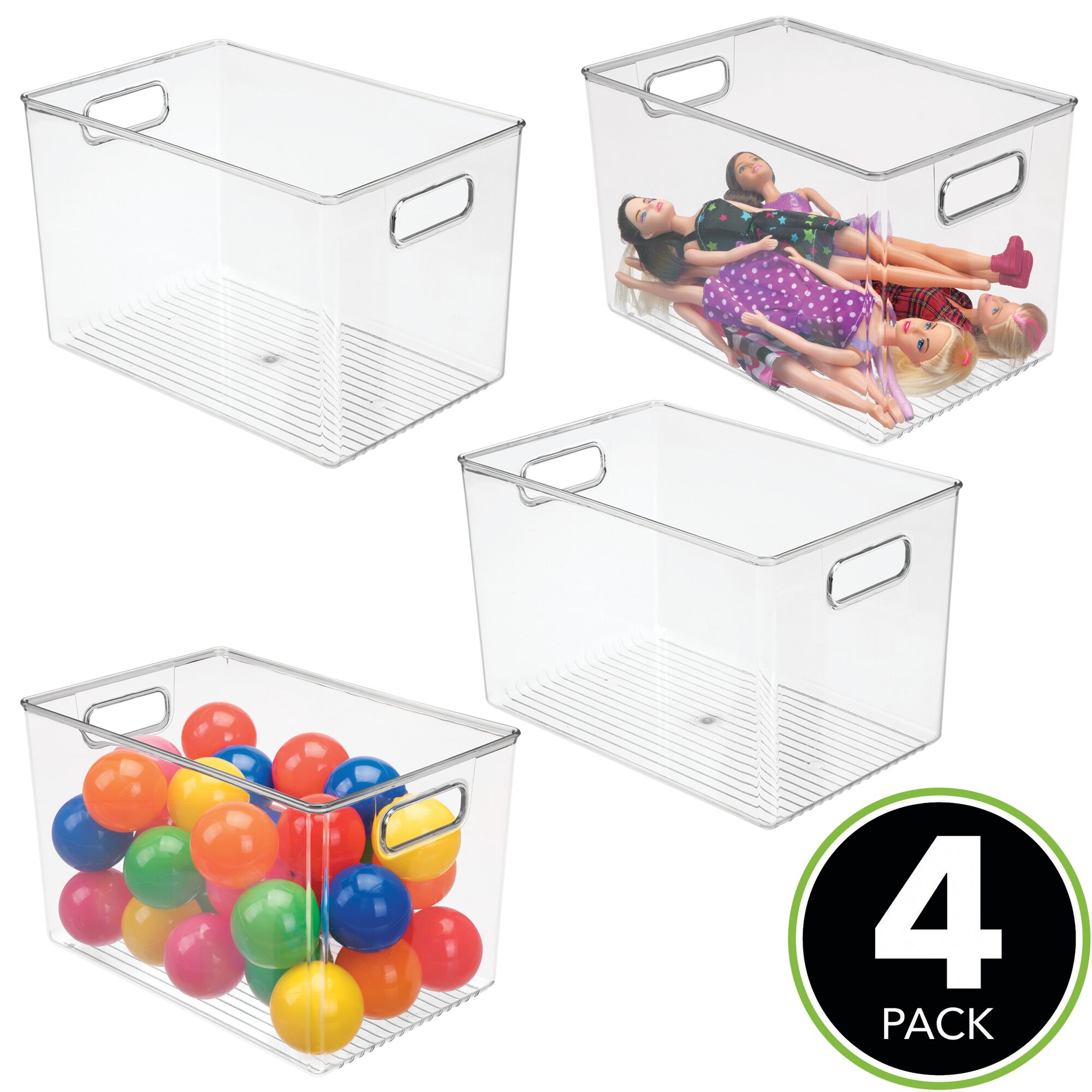 mDesign Storage Organizer Bin with Handles for Cube Furniture 4 Pack