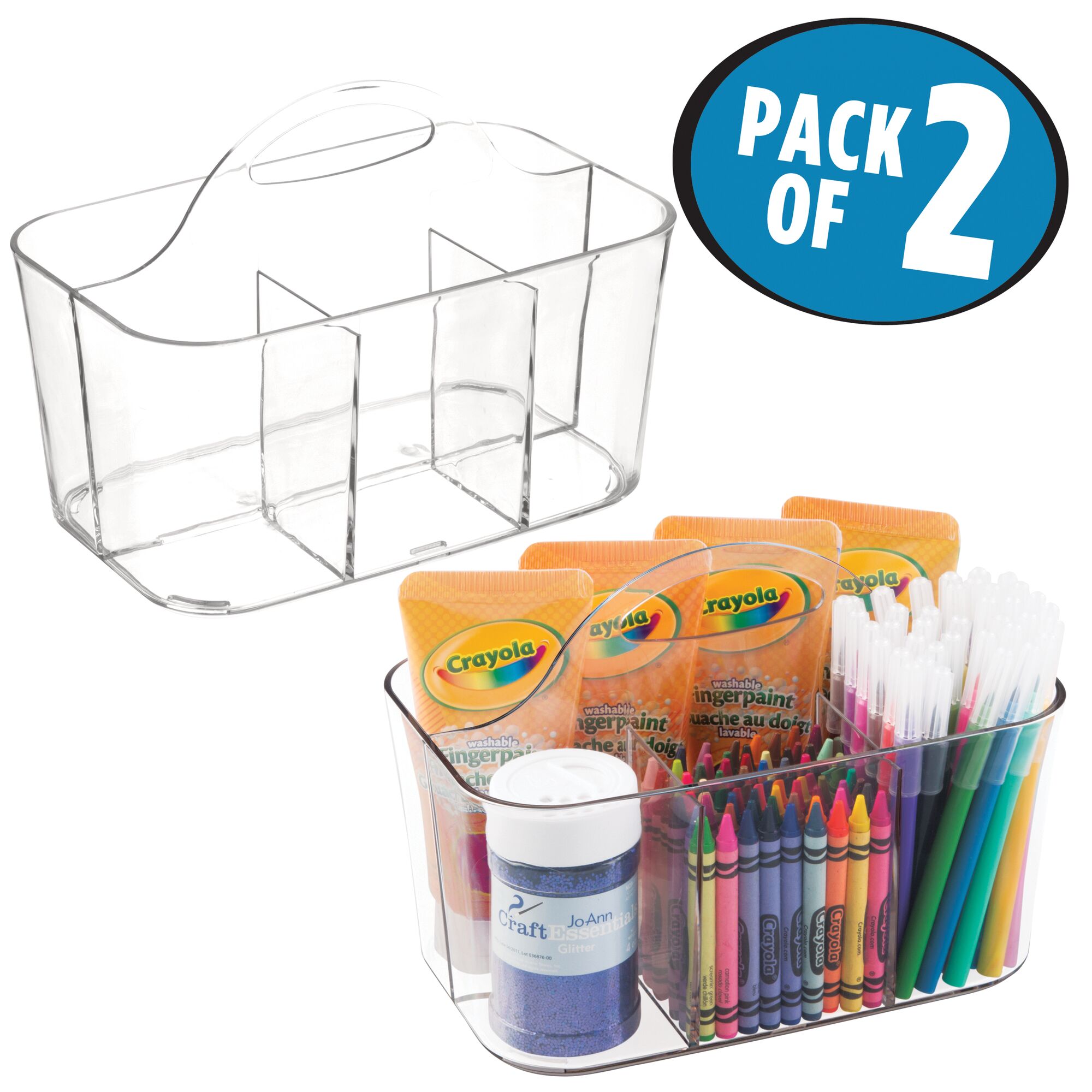 mDesign Plastic Storage Caddy Tote for Sewing & Craft Supplies, Clear