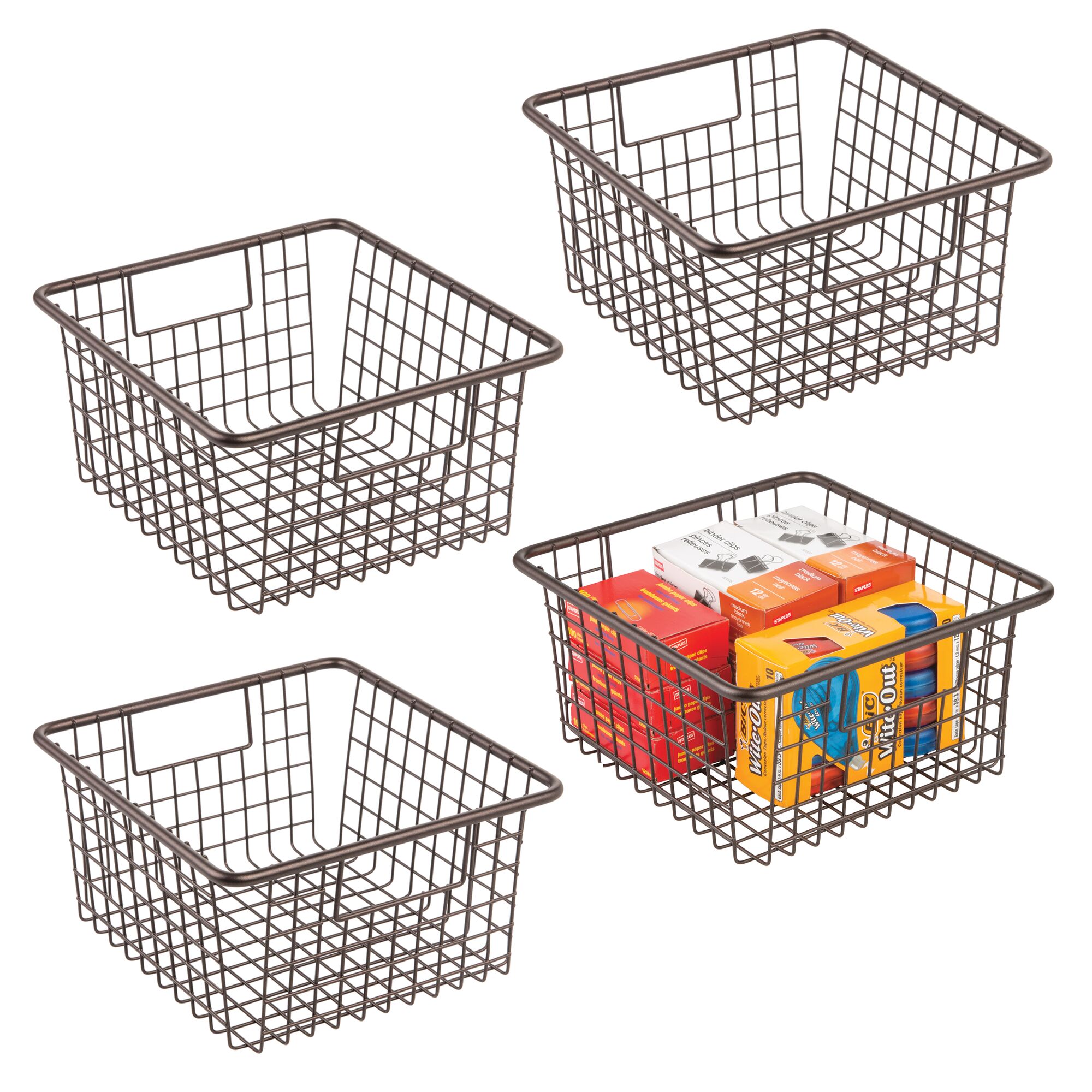 mDesign All-Purpose Basket Wire Basket with Han the Stackable Storage Basket
