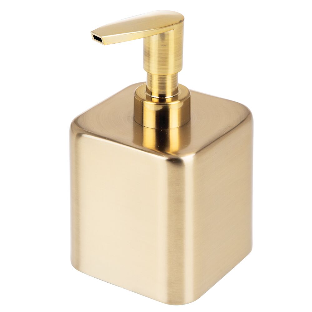 mDesign Small Square Metal Refillable Liquid Hand Soap Dispenser Pump