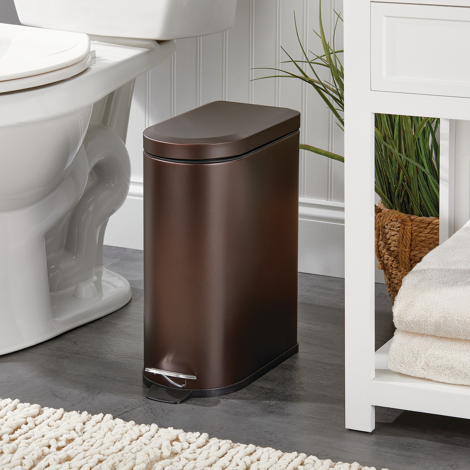 mDesign DShape Metal Step Bathroom Trash Can eBay