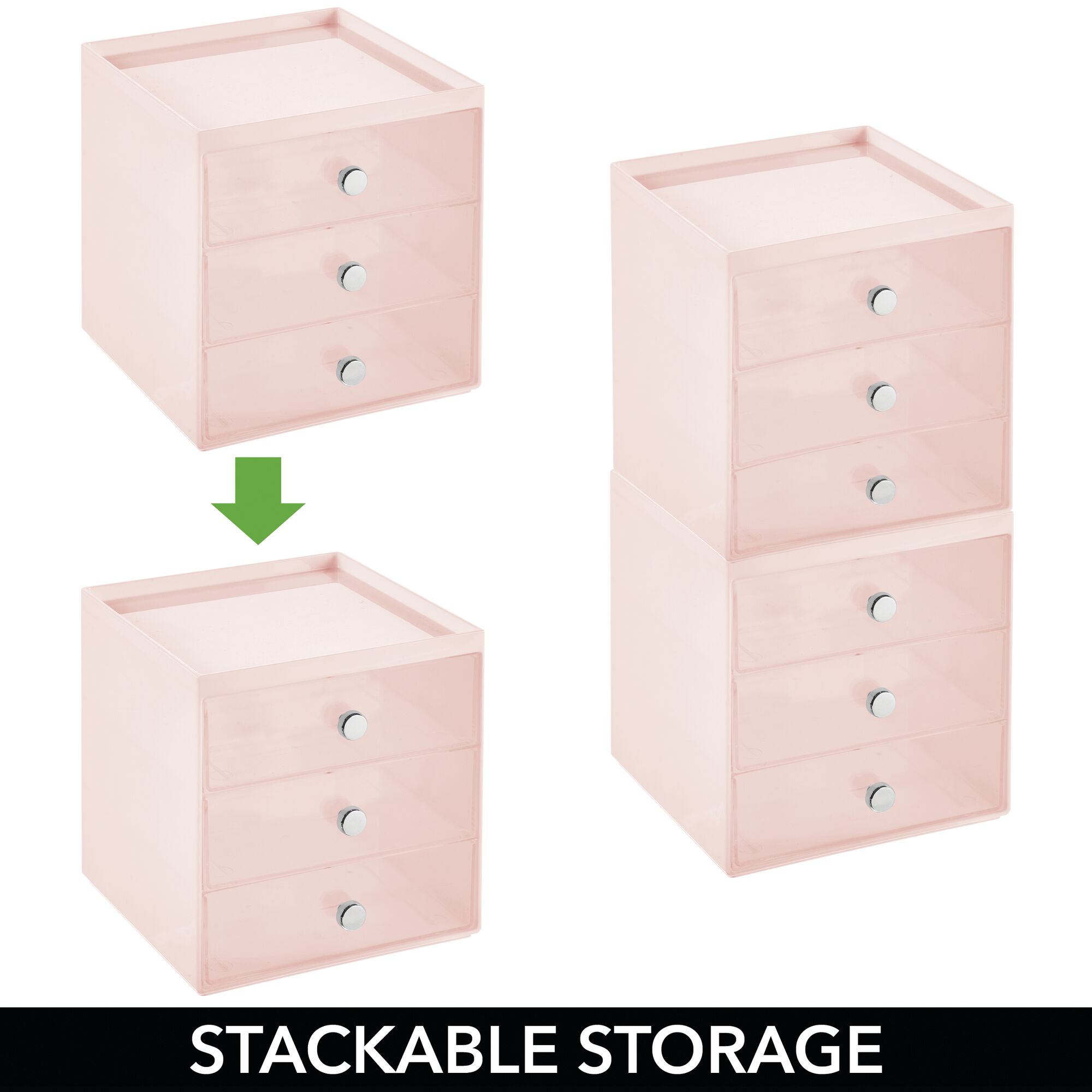 Mdesign Plastic Makeup Storage Organizer Cube 3 Drawers Ebay