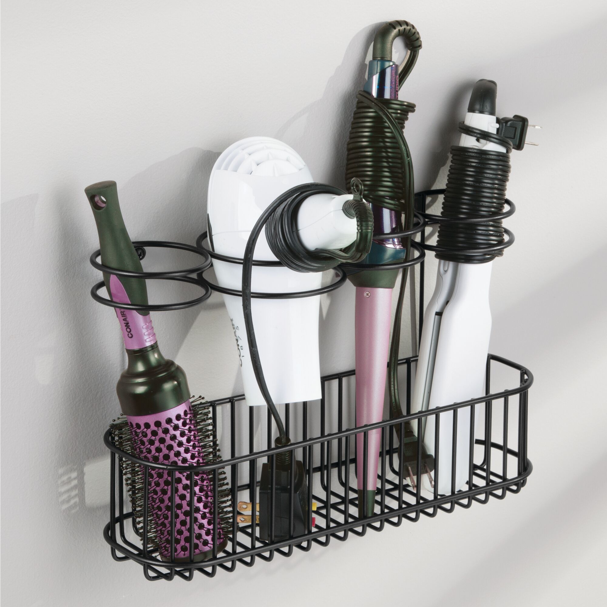 mDesign Metal Wall & Mount Hair Styling Tool Storage Basket eBay
