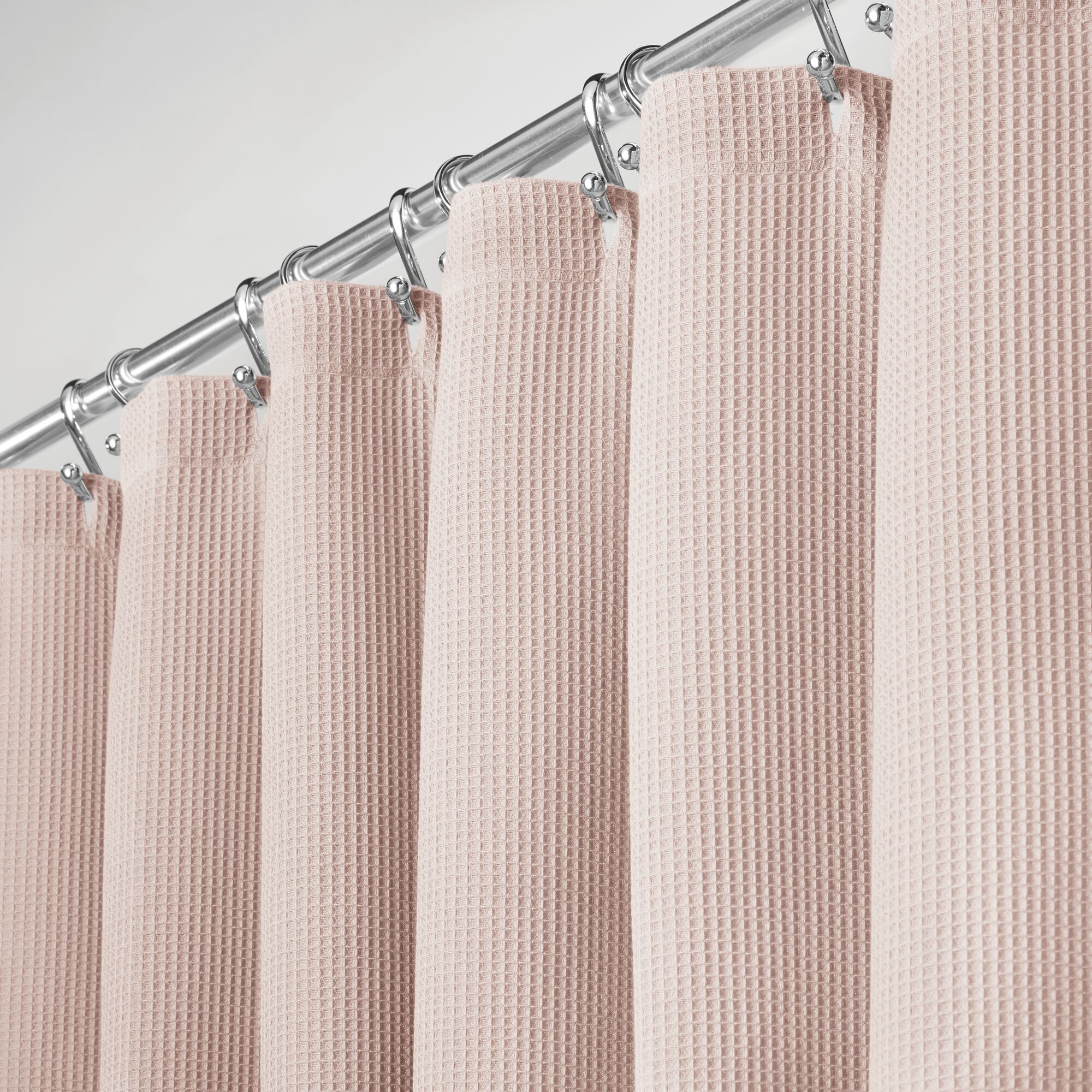 Mdesign Long Cotton Waffle Weave Fabric Shower Curtain 72 X 84
