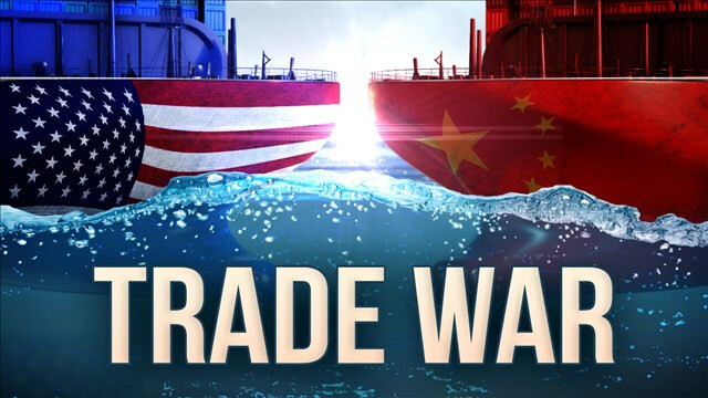 ships with flag color scheme and title US China Trade War