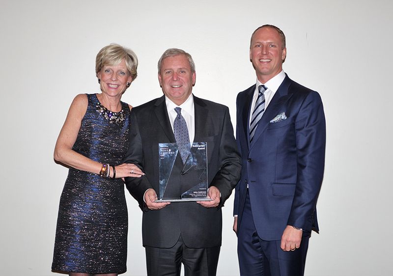 Oppy chairman, president and CEO John Anderson is flanked by his wife Jo-Anne and son Ryan. Anderson accepted a Canada's Most Admired CEO award March 1. Jo-Anne-John- Ryan-Anderson 1