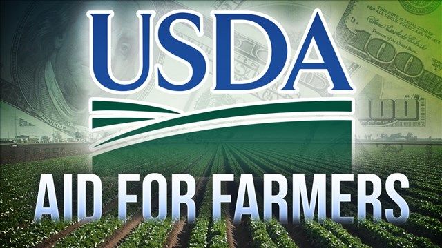Aid for Farmers (title) with USDA logo Farmer Aid