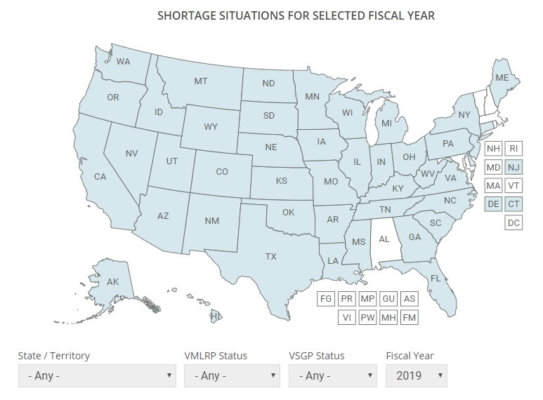 VMLRP Map Shortage map