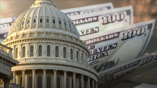 US Capitol & currency image, could be used for budget, subsidies, debt, tax stories U.S. Capitol