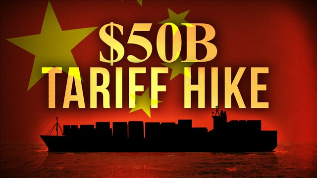 China threatens $50b in tariffs against US imports, including soybeans. (640 x 360 grfx) China 50 Billion tariffs (larger)